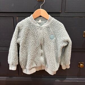 Hux Baby Dino Embroidered Fleece Bomber Jacket Unisex Size 4